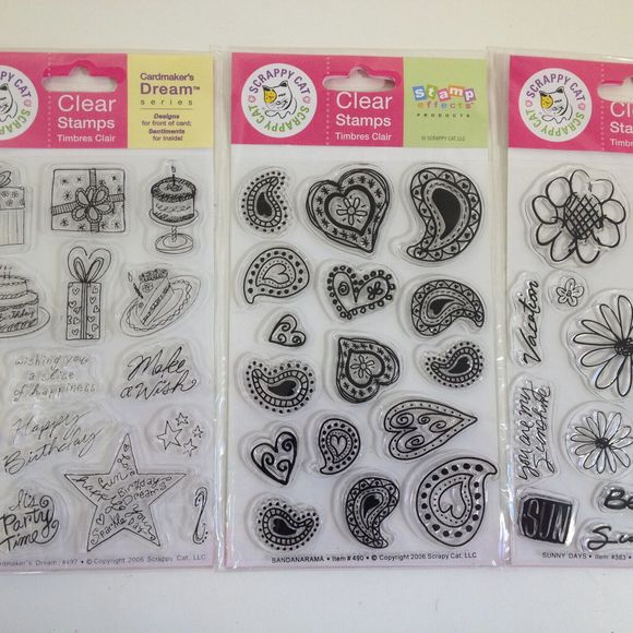 (3) Scrappy Cat Clear Stamp Sets Birthday Bandanarama Sunny Days Cardmakers - Picture 11 of 12